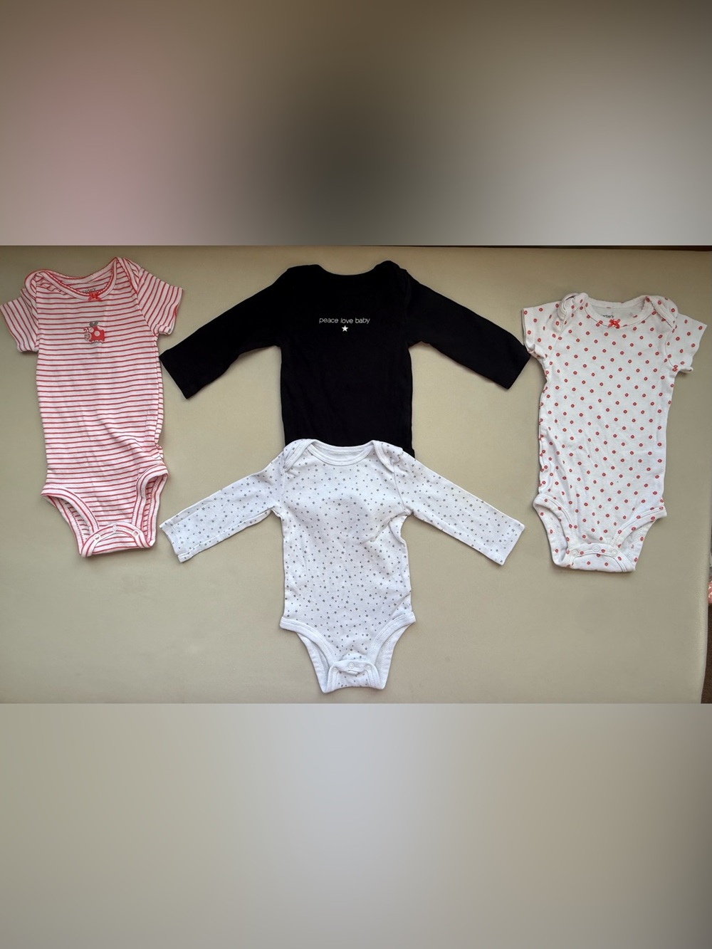Amy Coe Black, White & Pink Long-Sleeve and Short-Sleeve carters Bodysuit Bundle